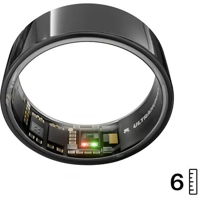 ULTRAHUMAN Ring Air - Smart Ring für Frauen und Männer - Schlaf -und Fitness Tracking Wearable - Herzfrequenz - Smartring Aster Black Größe 6