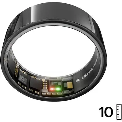 ULTRAHUMAN Ring Air - Smart Ring für Frauen und Männer - Schlaf -und Fitness Tracking Wearable - Herzfrequenz - Smartring Aster Black Größe 10