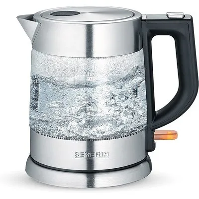Severin WK 3468 Glas-Wasserkocher 2200W 1l transparent/schwarz/silber
