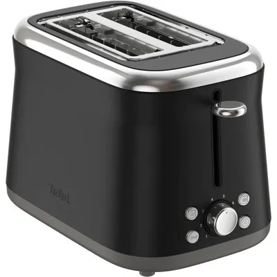 Tefal TT7208 Collection Doppelschlitz-Toaster Retro-Edelstahl Schwarz