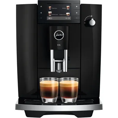 JURA E6 (ED) Kaffeevollautomat, 17 Spezialitäten, 3,5''-Farbdisplay, WiFi-fähig, Hot & Light Brew, Feinschaum-Technologie, Energiesparmodus, Piano Black