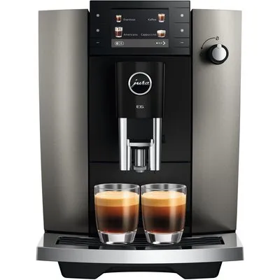 JURA E6 (ED) Kaffeevollautomat, 17 Spezialitäten, 3,5''-Farbdisplay, WiFi-fähig, Hot & Light Brew, Feinschaum-Technologie, Energiesparmodus, Dark Inox