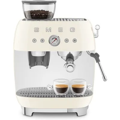 SMEG EGF03CREU 50s Style Siebträgermaschine mit Kaffeemühle Creme