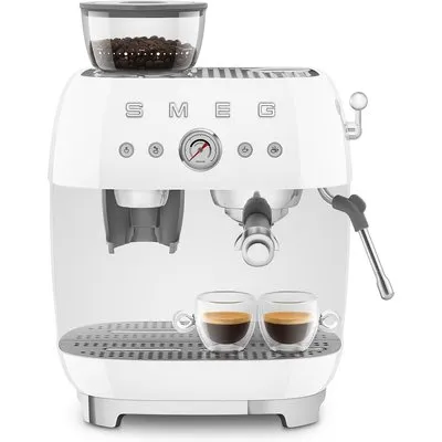 SMEG EGF03WHEU 50s Style Siebträgermaschine mit Kaffeemühle Weiß