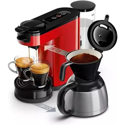 Philips HD6592/84 SENSEO Switch Pad- und Filterkaffeemaschine, rot