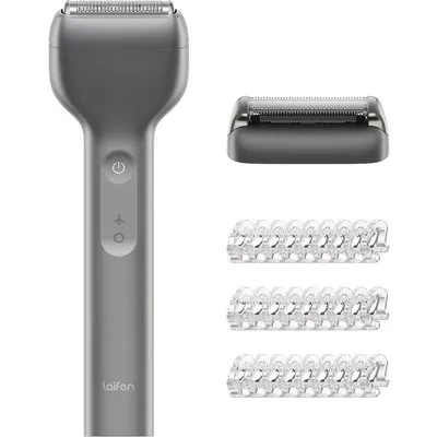 Laifen T1 Pro Elektrorasierer mit Linearmotor aus Aluminium – USB-C Rasierer & Barttrimmer Set, IPX7, 12.000 CPM; Alu grau