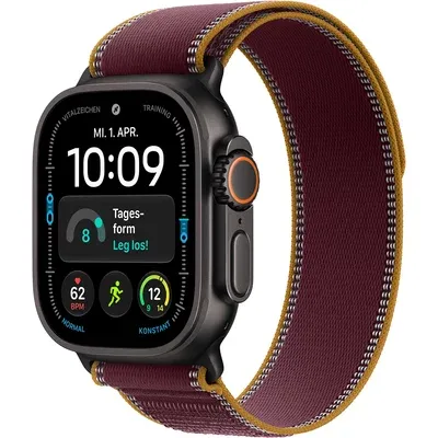Apple Watch Ultra 4 Titanium Cellular 49mm Schwarz (Trail Loop burgunder) S/M