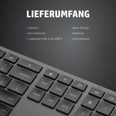 HP Dual Mode 975 - Tastatur - hinterleuchtet - kabellos - Bluetooth - Deutsch - für HP 255 G9, EliteBook x360, ProBook 445 G9, 455 G9, ZBook Power G9, Studio G9 (3Z726AA#ABD)