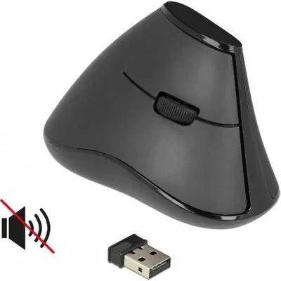 DeLOCK Ergonomic - Maus - ergonomisch - Für Rechtshänder - optisch - 5 Tasten - kabellos - 2,4 GHz - kabelloser Empfänger (USB) - Schwarz - retail (12622)