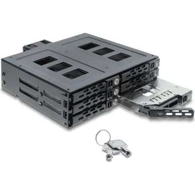 Delock 5.25? Wechselrahmen für 6 x 2.5? SATA oder SAS HDD / SSD mit Schloss (47142)