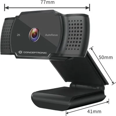 Conceptronic AMDIS 2K-Super-HD-Autofokus-Webcam mit Mikrofon - 5 MP - 2592 x 1944 Pixel - 30 fps - 640x480@30fps,1280x720@30fps,1920x1080@30fps,2595x1944@15fps - M-JPEG - Auto (AMDIS02BNEUEVERSION)