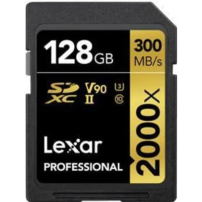 Lexar 2000x - 128 GB - SDHC - Klasse 10 - 300 MB/s - 260 MB/s - Class 3 (U3) (LSD2000128G-BNNNG)