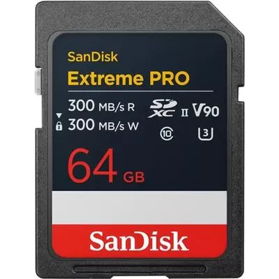 SanDisk Extreme Pro - Flash-Speicherkarte - 64GB - Video Class V90 / UHS-II U3 / Class10 - SDXC UHS-II (SDSDXDM-064G-GN4IN)