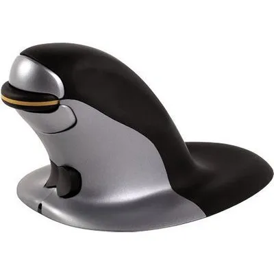 Fellowes Penguin Large - Maus - rechts- und linkshändig - Laser - kabellos - 2.4 GHz - kabelloser Empfänger (USB) - Schwarz, Silber