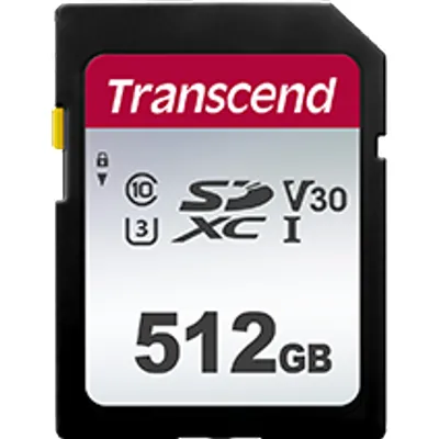 Transcend 300S - Flash-Speicherkarte - 512GB - Video Class V30 / UHS-I U3 / Class10 - SDXC UHS-I (TS512GSDC300S)