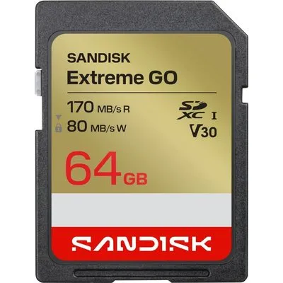 SanDisk Extreme GO SDXC 64 GB UHS-I Speicherkarte (170 MB/s Lesen, V30, 4K)