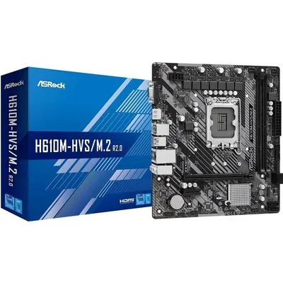 ASRock H610M-HVS/M.2 R2,0 - Motherboard - micro ATX - LGA1700-Sockel - H610 Chipsatz - USB 3,2 Gen 1 - Gigabit LAN - Onboard-Grafik (CPU erforderlich) - HD Audio (8-Kanal) (90-MXBJJ0-A0UAYZ)