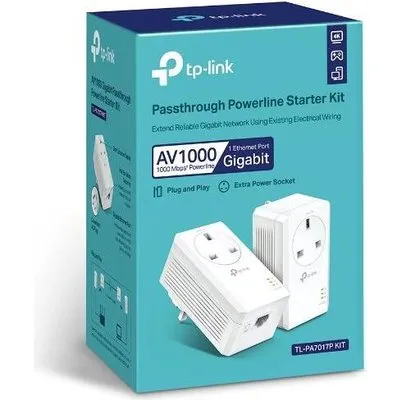TP-Link AV1000 - Gigabit Passthrough Powerline Starter Kit - Bridge - GigE, HomePlug AV (HPAV), HomePlug AV (HPAV) 2.0, IEEE 1901 - an Wandsteckdose anschließbar (Packung mit 2)