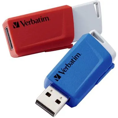 Verbatim Store 'n' Click - USB-Stick - USB 3.2 GEN1 - 2x32 GB - Rot/Blau - 32 GB - USB Typ-A - 3.2 Gen 1 (3.1 Gen 1) - 80 MB/s - Dia - Blau - Grau - Rot (49308)