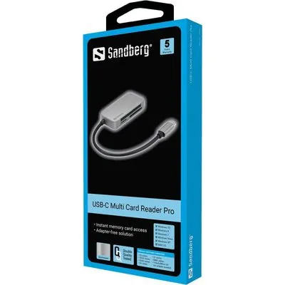 Sandberg USB-C Multi Card Reader Pro - Kartenleser (MMC, SD, xD, TransFlash, microSD, SDHC, SDXC, CFast Card) - USB-C