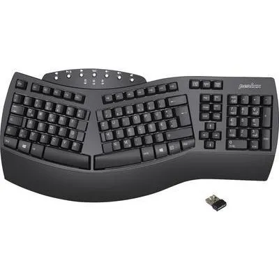 Perixx PERIBOARD-612BDE Bluetooth® Tastatur Deutsch, QWERTZ Schwarz Ergonomisch, Handballenauflage, Multimediatasten (11353)