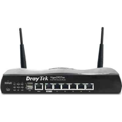 Draytek Vigor 2927ac - Wireless Router 5-Port-Switch - 1GbE - WAN-Ports: 2 - Wi-Fi 5 - Dual-Band (v2927ac-DE-AT-CH)