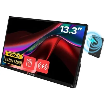 Verbatim Touch Monitor 13.3 (33,8 cm) Wireless Monitor - IPS, tragbar, Full HD, 1920 × 1200 (16:10), 60 Hz, Display: glänzend, 25 ms, FreeSync, Touchscreen, HDR, Lautsprecher, HDMI und USB-C (32087)