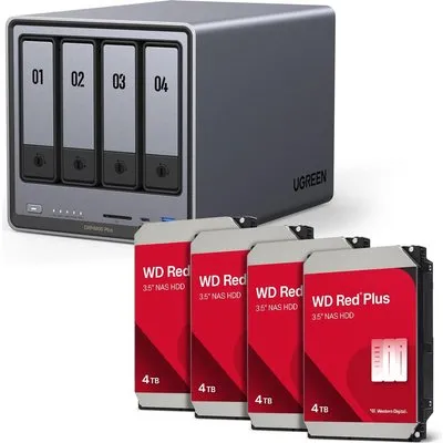 Ugreen NASync DXP4800 Plus + Western Digital Festplatte 16 TB (4 x 4 TB) (35261& 4x WD40EFPX)