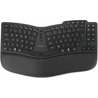 Kensington Pro Fit Ergo KB675 EQ - Tastatur - wiederaufladbar - TKL - kabellos - 2,4 GHz, Bluetooth - QWERTZ - Deutsch - Schwarz (K75491DE)