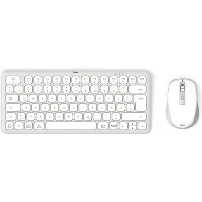 Hama Multi-Device-Tastatur-Maus-Set WKM-500 kabellos klein Weiss QWERTZ (00173062)