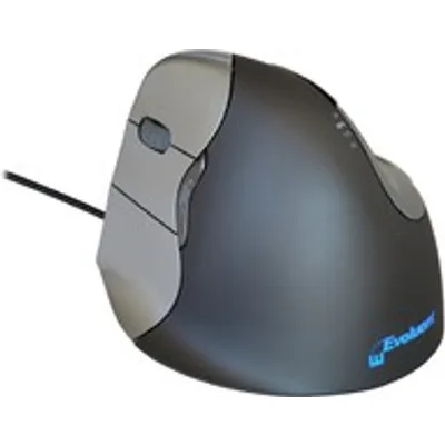 Evoluent VerticalMouse 4 Left - Vertikale Maus - ergonomisch - Für Linkshänder - Laser - 6 Tasten - kabelgebunden - USB - Grau, Silber