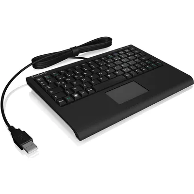 KEYSONIC Mini-Tastatur (US) Touchpad ACK-3410 schwarz Touchpad ultraflache Bauform SoftSkin X-type technologie blaue Status LEDs USB (60378)