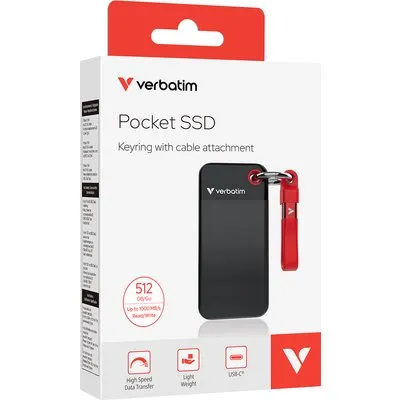 SSD 512GB, USB 3.2, Typ-C, Pocket, schwarz/rot (32284)