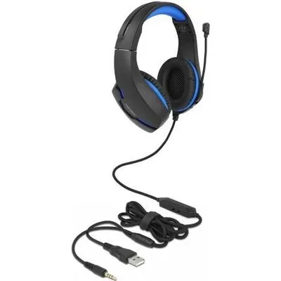 Delock - Headset - ohrumschließend - kabelgebunden - 3,5 mm Stecker - Schwarz, Blau (27182)