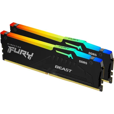 Kingston FURY Beast RGB - DDR5 - Kit - 64 GB: 2 x 32 GB - DIMM 288-PIN - 2800 MHz / PC5-44800 - CL40 - 1.25 V - ungepuffert - on-die ECC (KF556C40BBAK2-64)
