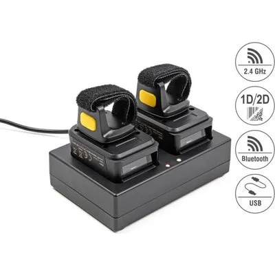 DeLOCK Ringbarcode Scanner 1D und 2D mit 2,4 GHz oder Bluetooth - Tragbares Barcodelesegerät - 1D/2D - CMOS - Codabar - Code 128 - Code 39 - EAN-13 - EAN-8 - ISBN - Interleaved 2 of 5 - PDF417 - Datenmatrix - Micro QR Code - MicroPDF417 - PDF417 - QR Code - 1280 x 800 Pixel (90610)