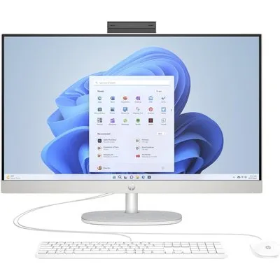 HP 27-cr0007ng - All-in-One (Komplettlösung) - Ryzen 5 7520U / 2,8 GHz - RAM 16GB - SSD 512GB - NVMe - Radeon Graphics - 1GbE, Bluetooth 5,3, Wi-Fi 6 - WLAN: 802,11a/b/g/n/ac/ax, Bluetooth 5,3 - Win 11 Home - Monitor: LED 68,6 cm (27) 1920 x 1080 (Full HD) - Tastatur: Deutsch - Shell White, texturierte Oberfläche (876N6EA#ABD)