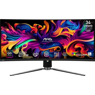 MSI MAG 341CQPDE QD-OLED, Gaming-Monitor - 86.8 cm (34.2 ), schwarz, UWQHD, QD-OLED, Curved, Adaptive-Sync, HDR, 175Hz Panel - 1. Generation [Energieklasse G] (9S6-3DD04T-004)