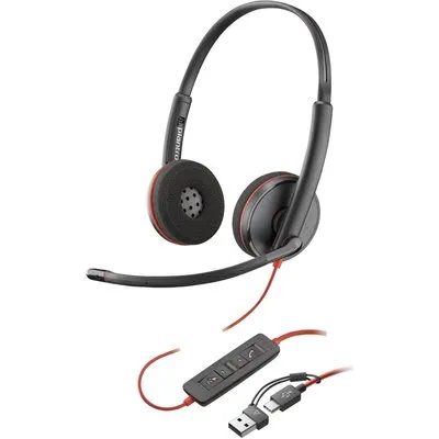 HP Inc. Poly Blackwire 3220 - Blackwire 3200 Series - Headset - On-Ear - kabelgebunden - USB-C - Schwarz - Skype-zertifiziert, Cisco Jabber Certified, Avaya Certified, UC-zertifiziert (8X228AA)