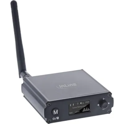 InLine Bluetooth 5.1 HiFi-Receiver & USB DAC - mit LCD - USB - AAC - LDAC - SBC - 30 m - 0,02% - Qualcomm QCC5125 - Aluminium (99209M)