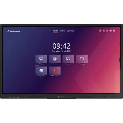 Kindermann TD-1165² Interaktiver Flachbildschirm 165,1 cm (65) WLAN 350 cd/m² 4K Ultra HD Schwarz Touchscreen Eingebauter Prozessor Android 18/7 (65W71B-B)
