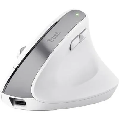 Trust Bayo+ - Vertikale Maus - für mehrere Geräte - ergonomisch - Für Rechtshänder - optisch - 6 Tasten - kabellos - 2,4 GHz, Bluetooth - kabelloser Empfänger (USB) - weiß (25399)