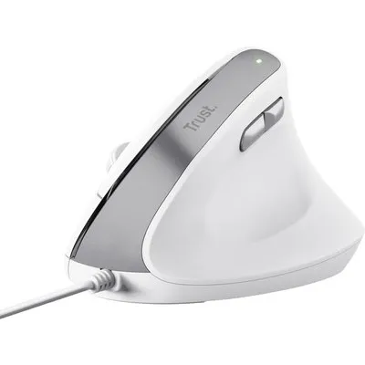 Trust Bayo II - Vertikale Maus - ergonomisch - Für Rechtshänder - optisch - 6 Tasten - kabelgebunden - USB - weiß (25397)