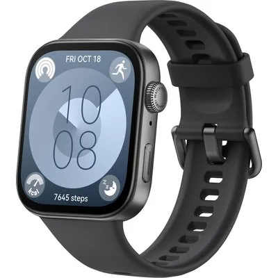 Huawei Watch Fit 3 - Aluminiumlegierung - intelligente Uhr mit Riemen - Flouroelastomer - Handgelenkgröße: 130-210 mm - Anzeige 4,6 cm (1,82) - Bluetooth, Wi-Fi - 26 g - Schwarz (55020CEC)