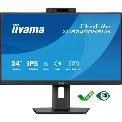 Iiyama ProLite XUB2490HSUH-B2 24 Full HD IPS-Monitor Webcam USB-Hub Schwarz