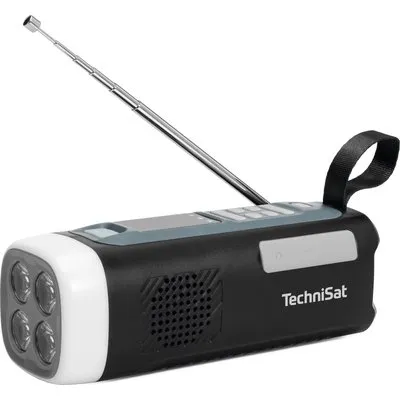 TechniSat Akku-Radio FM AUX, Bluetooth®, Notfallradio, UKW, USB Handkurbel, Powerbank-Funktion, Solarpanel, Taschenlampe, wiederaufladbar Schwarz (0000/2933)