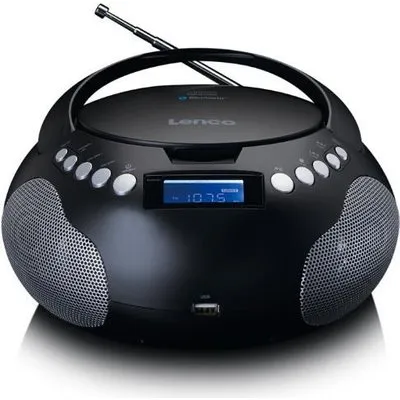 Lenco SCD-331 - tragbares CD-Radio - Bluetooth - USB-Anschluss - programmierbarer Titelspeicher -PLL FM Radio - LCD-Display - AUX-Eingang - Schwarz (SCD331)