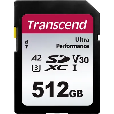 Transcend 340S - Flash-Speicherkarte - 512GB - A2 / Video Class V30 / UHS-I U3 - SDXC UHS-I (TS512GSDC340S)