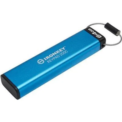 Kingston IronKey Keypad 200C - USB-Flash-Laufwerk - verschlüsselt - 64GB - USB-C 3,2 Gen 1 (IKKP200C/64GB)