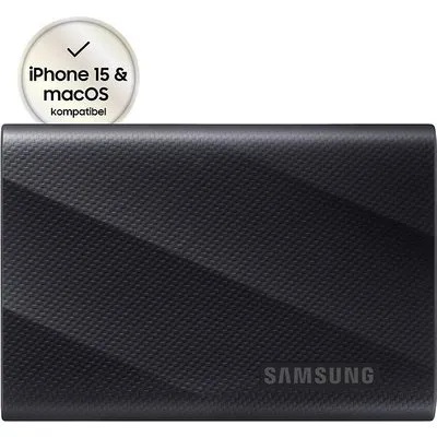 Samsung T9 MU-PG2T0B - SSD - verschlüsselt - 2 TB - extern (tragbar) - PCs, Macs, Android-Geräte, Smart TVs - USB 3.2 Gen 2x2 (USB-C Steckverbinder) - 256-Bit-AES - Schwarz (MU-PG2T0B/EU)